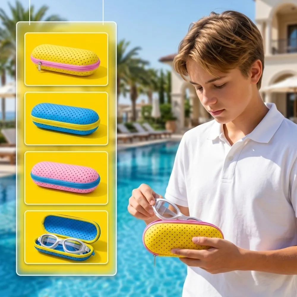 2026 Neu: Schwimmbrillenetui mit Drainageloch, Reißverschluss, wasserdichtem EVA-Material und atmungsaktivem Design