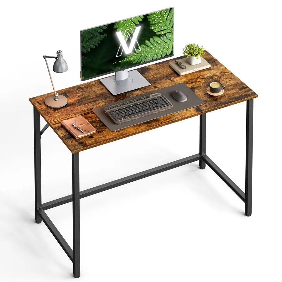 

Computer Desk, Office Work Desk, 39.4 x 19.7 x 29.9 Inches, for Study, Bedroom, Home Office, Living Room, Rustic Brown and Ink B