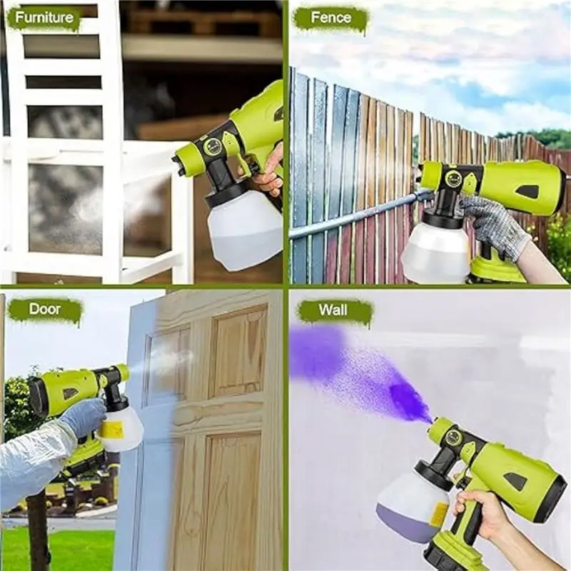 HRBAJ-2X Cordless Paint Sprayer For Ryobi Li- Battery Electric Handheld Paint Spray For Furniture DIY Works