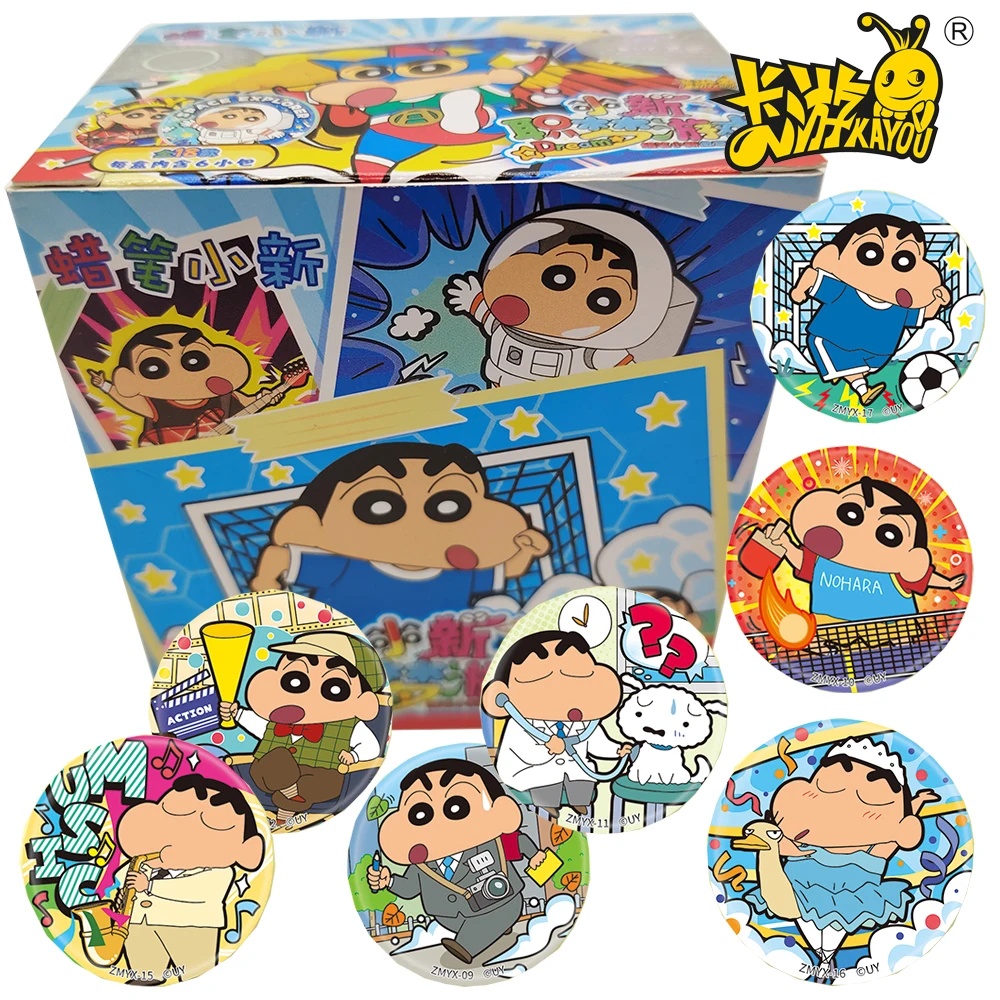 

Original KAYOU Crayon Shin-chan Tinplate Badges Collectible Adorable Cartoon Brooches Clothes Decor Christmas Gifts for Fans