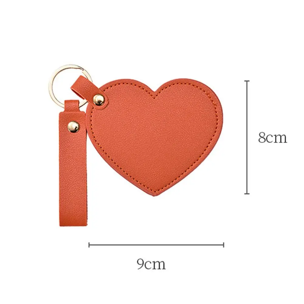 الإبداعية بو الجلود على شكل قلب مفتاح سلسلة فاخرة تنوعا مرآة لوضع مساحيق التجميل المفاتيح حقيبة محمولة معلقة قلادة الهدايا