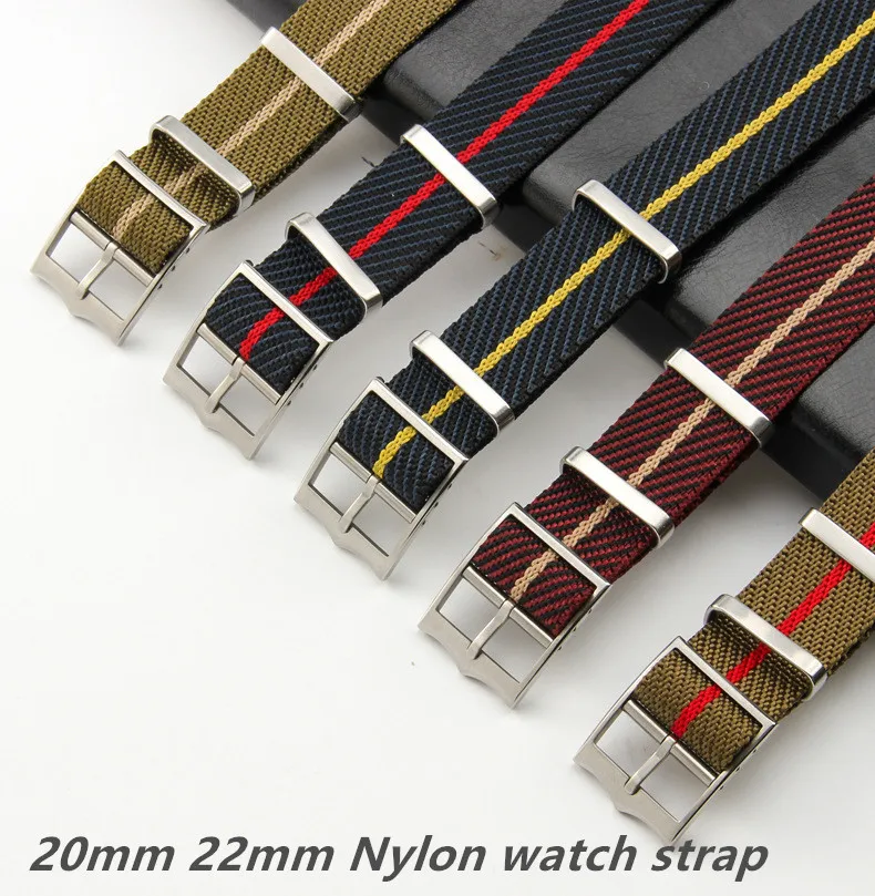 

20mm 22mm Nylon Watch Strap Waterproof Sweatproof Men's Watchband For Omega Seahorse Tudor Small Red Flower DW Pin Buckle