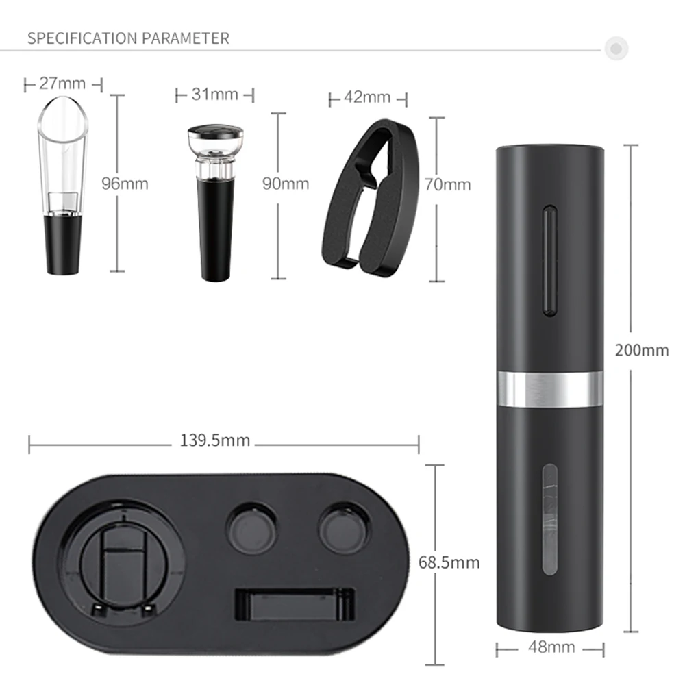 Rechargeable Base Electric Wine Opener with Storage Device Automatic Wine Corkscrew Kitchen Red Wine Bottle Opener Accessories