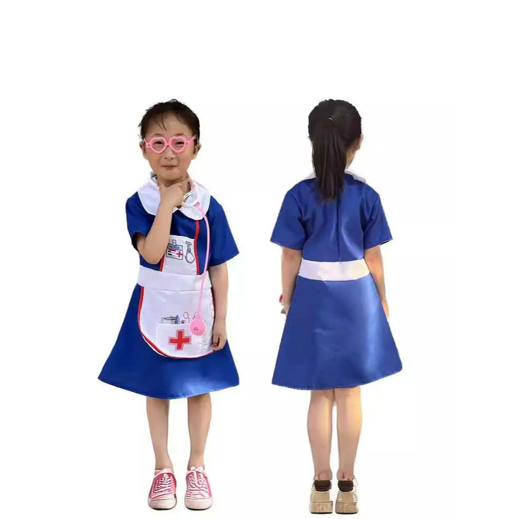 زي ممرضة وطبيب للأطفال لعيد الهالوين، مجموعة لعب الأدوار المهنية، زي جراحي للأطفال للعب التخيلي، مصنوع من مواد عالية الجودة #1