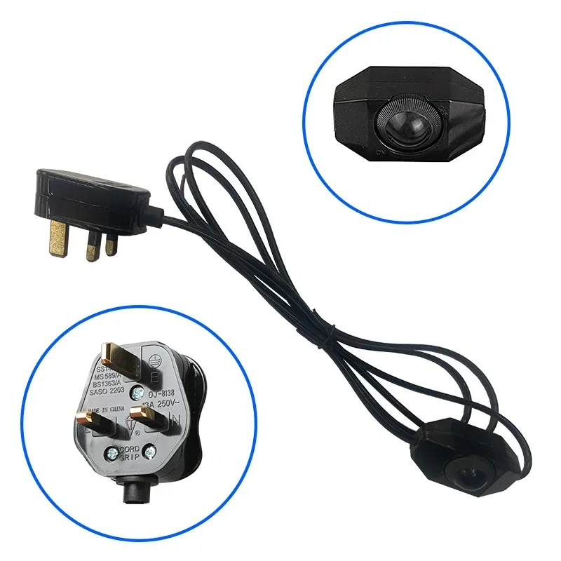 1.8 متر أسود أبيض الاتحاد الأوروبي التوصيل عكس الضوء التبديل كابل ضوء المغير خط وحدة تحكم لخاصية تخفيض الإضاءة الجدول مصباح سلك الطاقة AC110V220Vcustomized