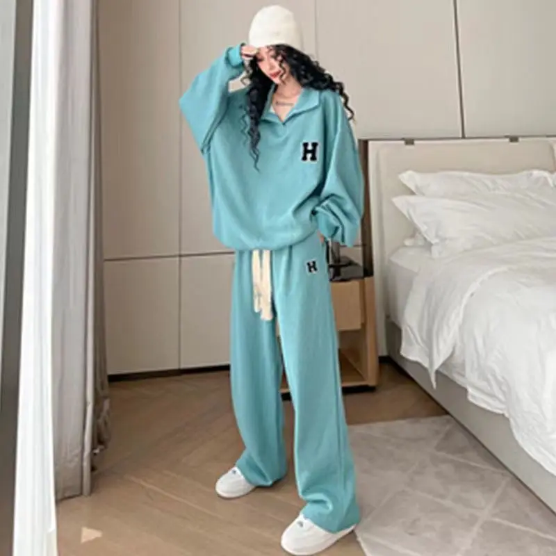 Early Spring New Chubby Mm2-300 Jin Casual Loose Thin Sports Suit Women's Two-piece Set Trendy