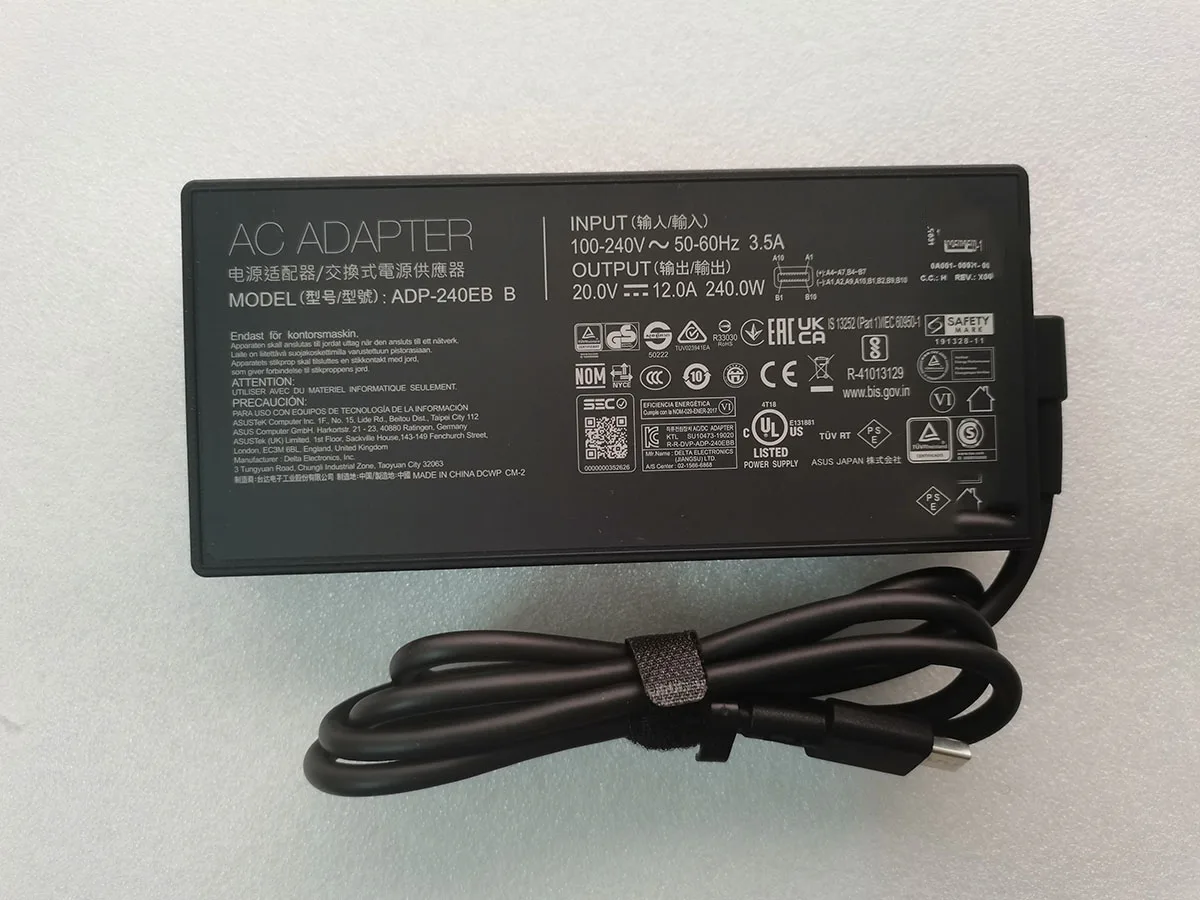 NEW OEM ADP-240EB B 0A001-00971100 REV:X04 240.0W 20.0V 12.0A USB AC Adapter Rectangle Connector Charger