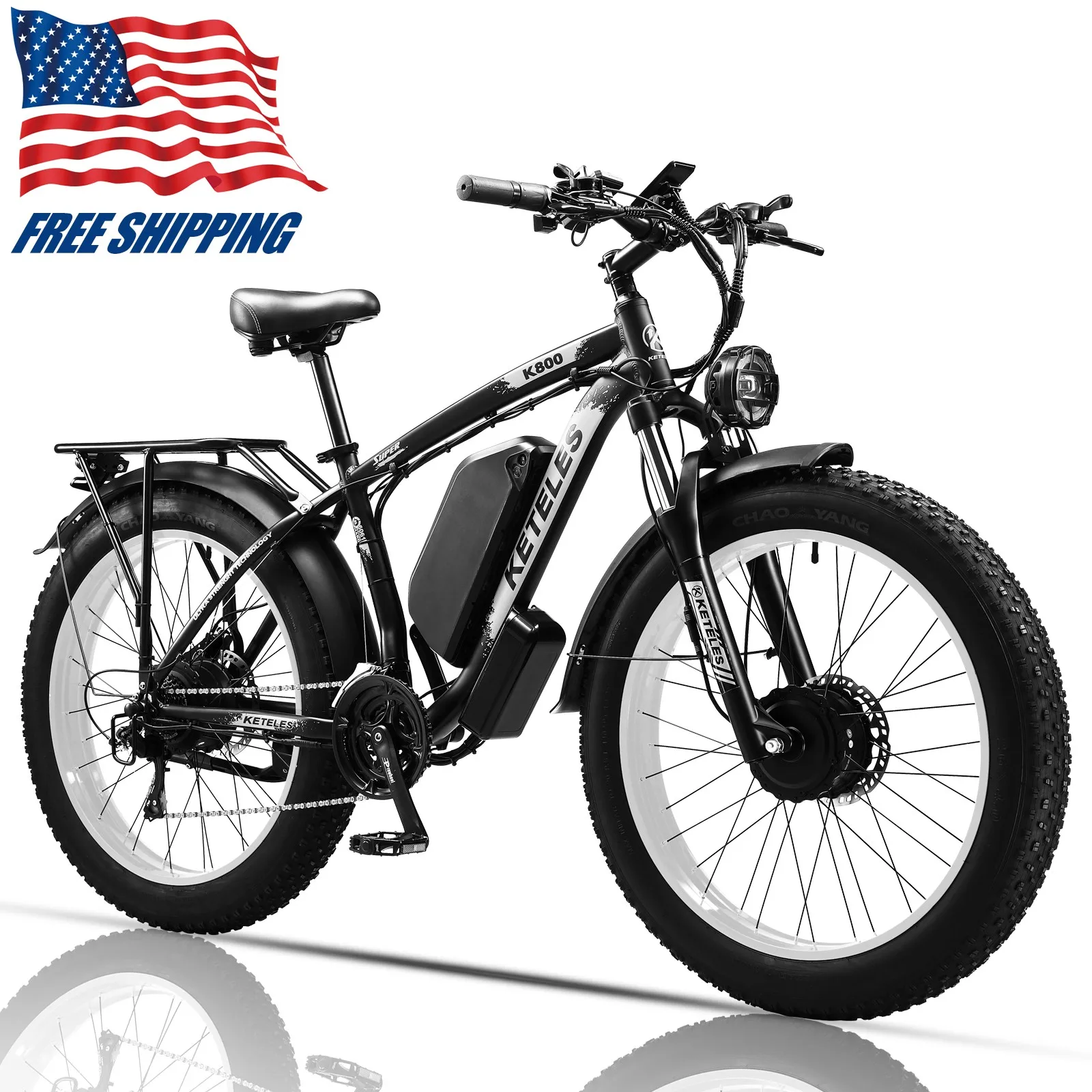 2000W Dual Motor Electric Bicycle 26" Fat Tire E-Bike 48V/23Ah for Adults UL2849 image 4