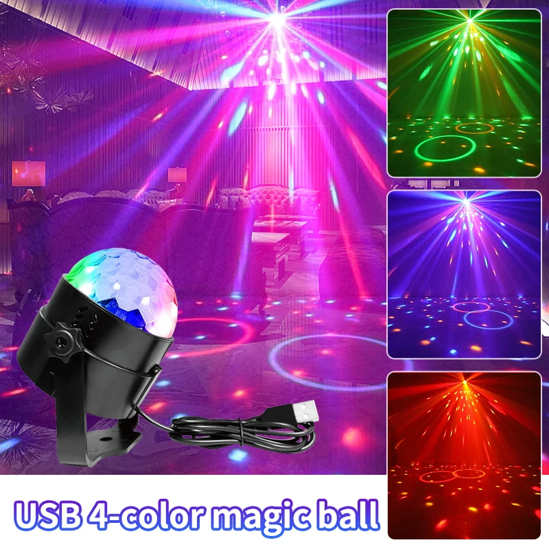 USB RGB Rotating Disco Ball Light Park Activated DJ Strobe Mini Party Lighting Wedding Dance Xmas KTV Birthday Wedding Show Bar