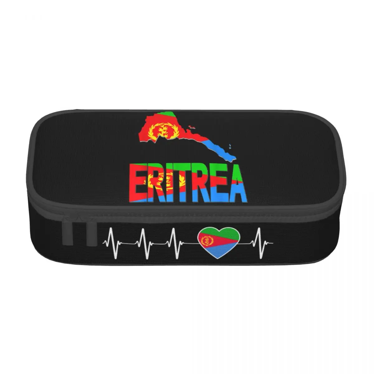 Customized Eritrean Heartbeat I Love Eritrea Pencil Case for Girls Boys Large Storage Ethiopian Pen Box Bag School Supplies