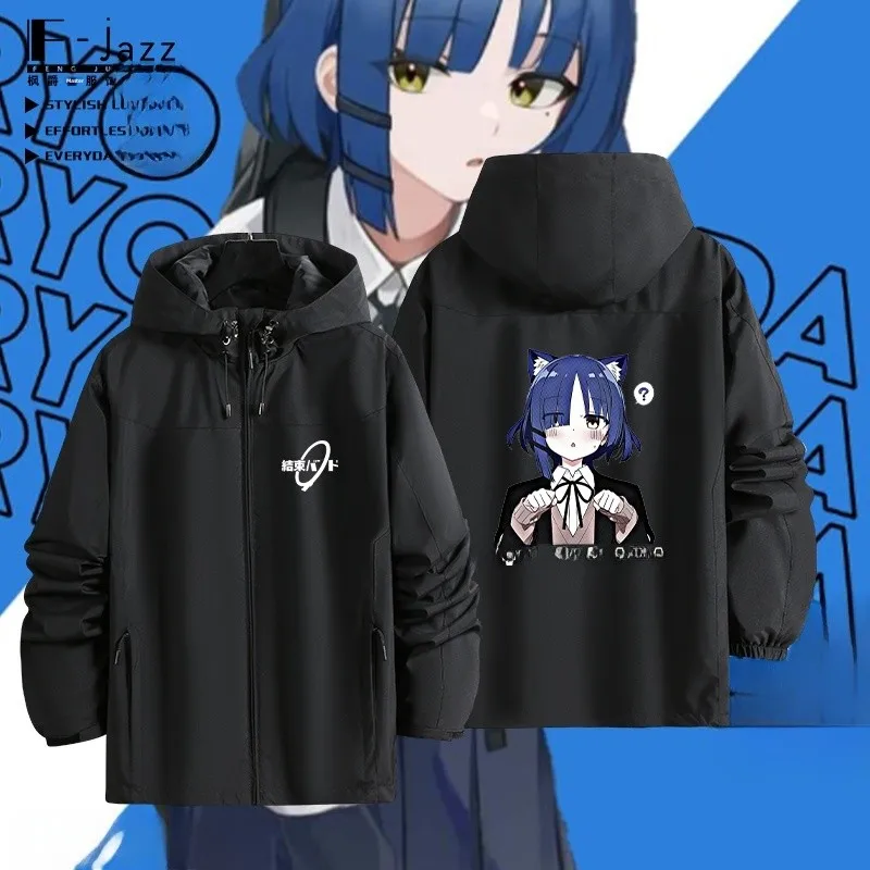 

Cute Anime Ro Solo Band Jaet Outerwear Tee-in-One Windbreaker Coat Casual Outdoor Polyester Long Sve Zipper Closure