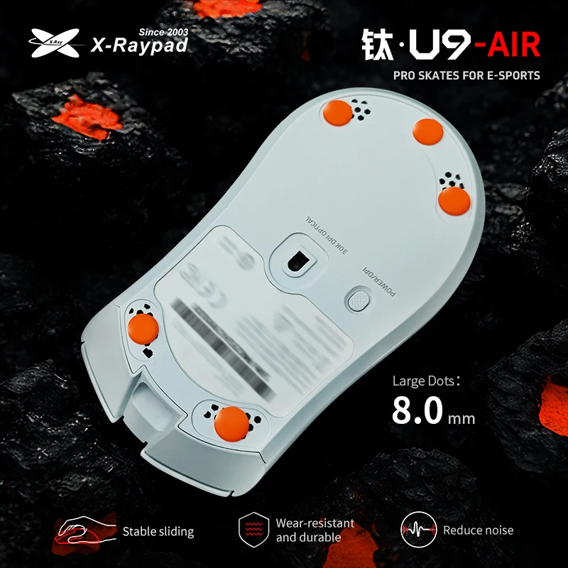 Wytrzymałe ślizgacze do myszy X-Raypad Titanium U9 Universal Dot — Trwałe. Cichy. Sterowanie dla premiumowych gier — zdjęcie produktu 3