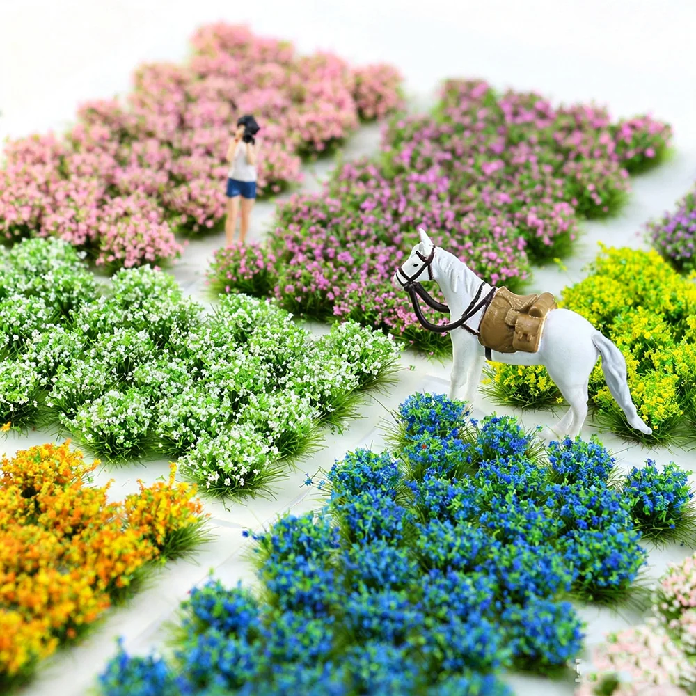 Miniature Flower Clusters 10mm Model Grass Tufts Diorama Scenery Materials DIY Sand Table Micro Landscape Wargame Terrain Decor