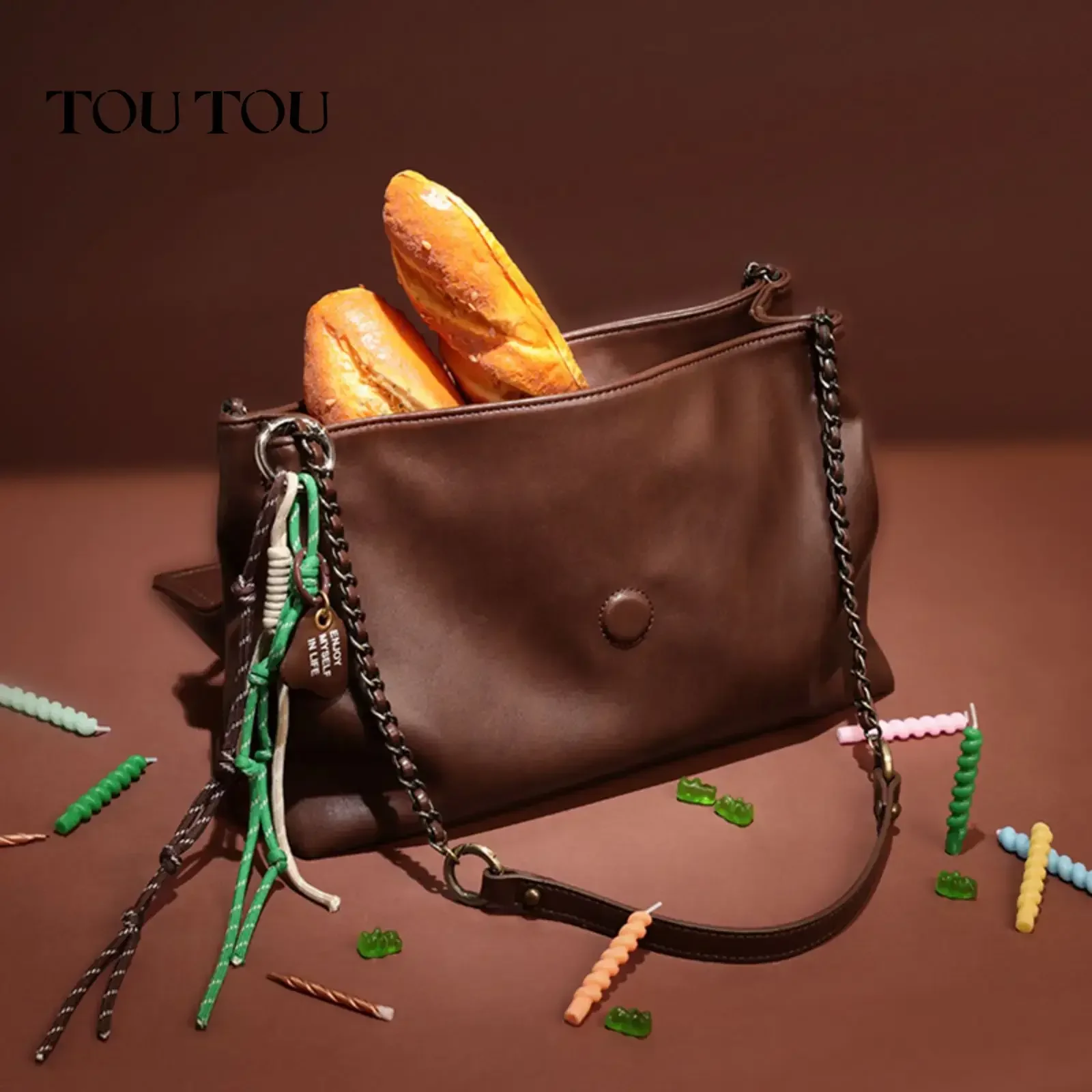 TOUTOU Women Tote Bag Messenger College 10.9 Inch Laptop Cosmetics Original Handbag Shoulder Crossbody Student Christmas Gift