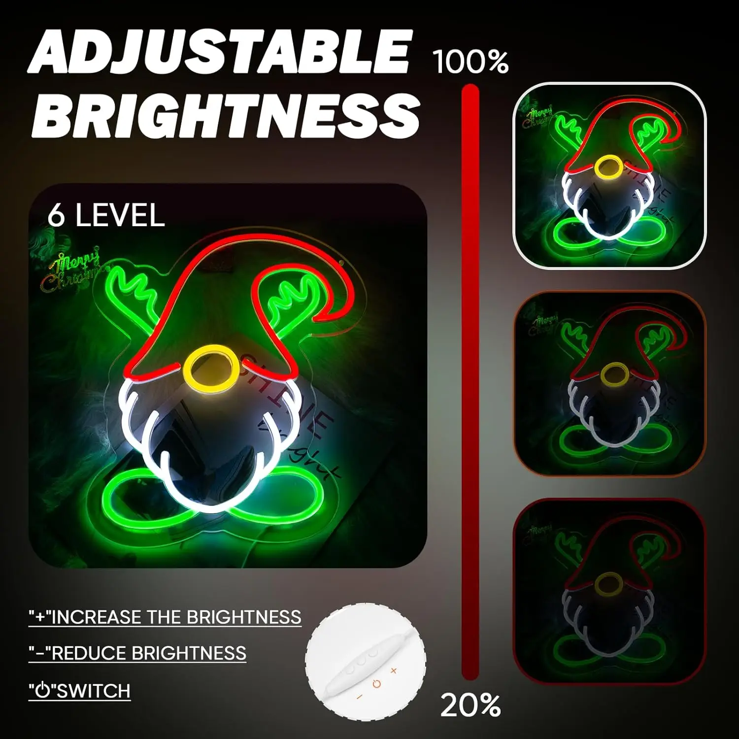 Goneons عيد الميلاد النيون تسجيل جنوم LED أضواء النافذة لتزيين الحائط USB بالطاقة عكس الضوء عيد الميلاد جنوم أضواء لغرفة النوم ليفين