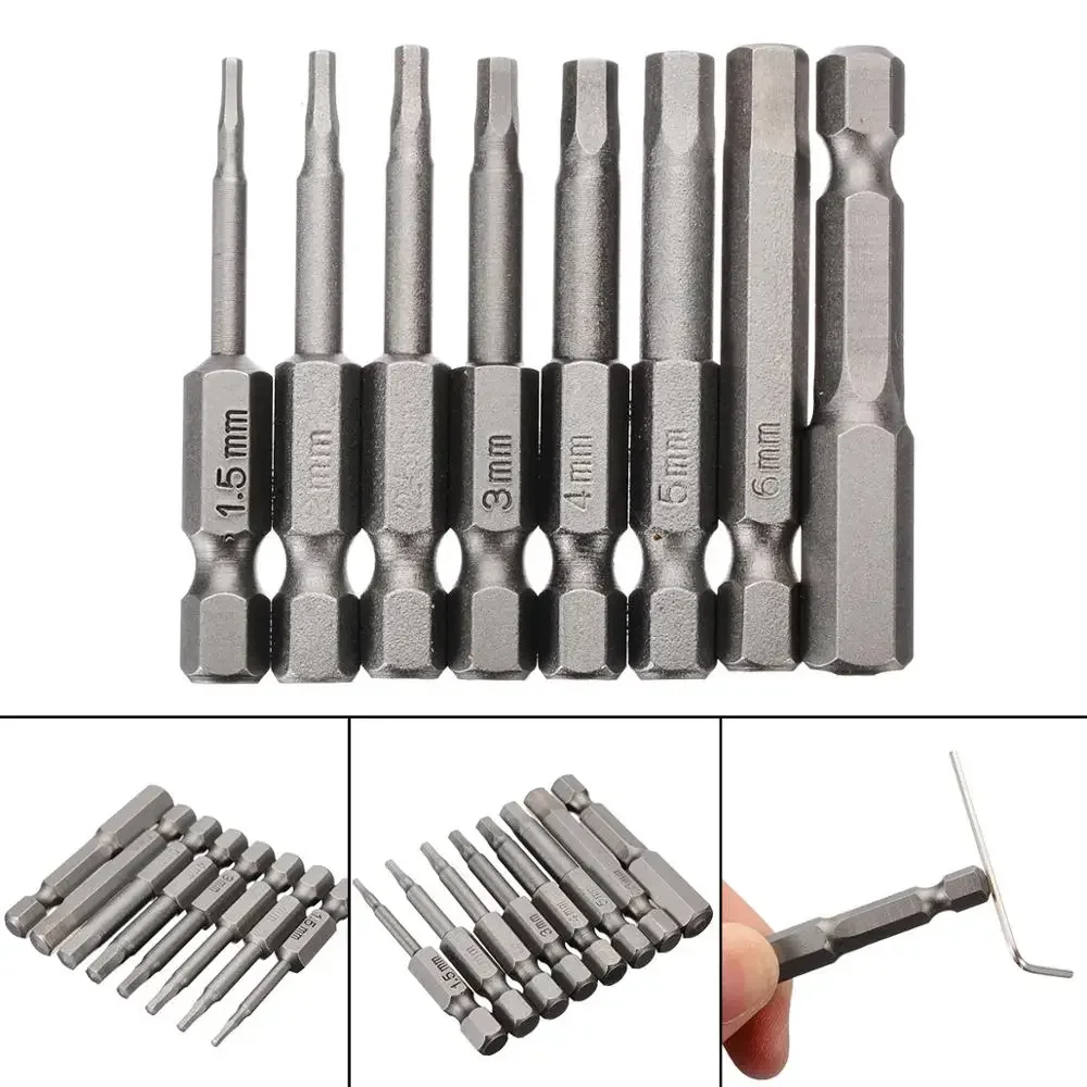 

8pcs Key Allen Screwdriver Bit Set 1/4" Hex Shank Quick Connect Magnetic Screw Driver Bits For Power Tool H1.5 H2 H2.5 H3 H4 H5