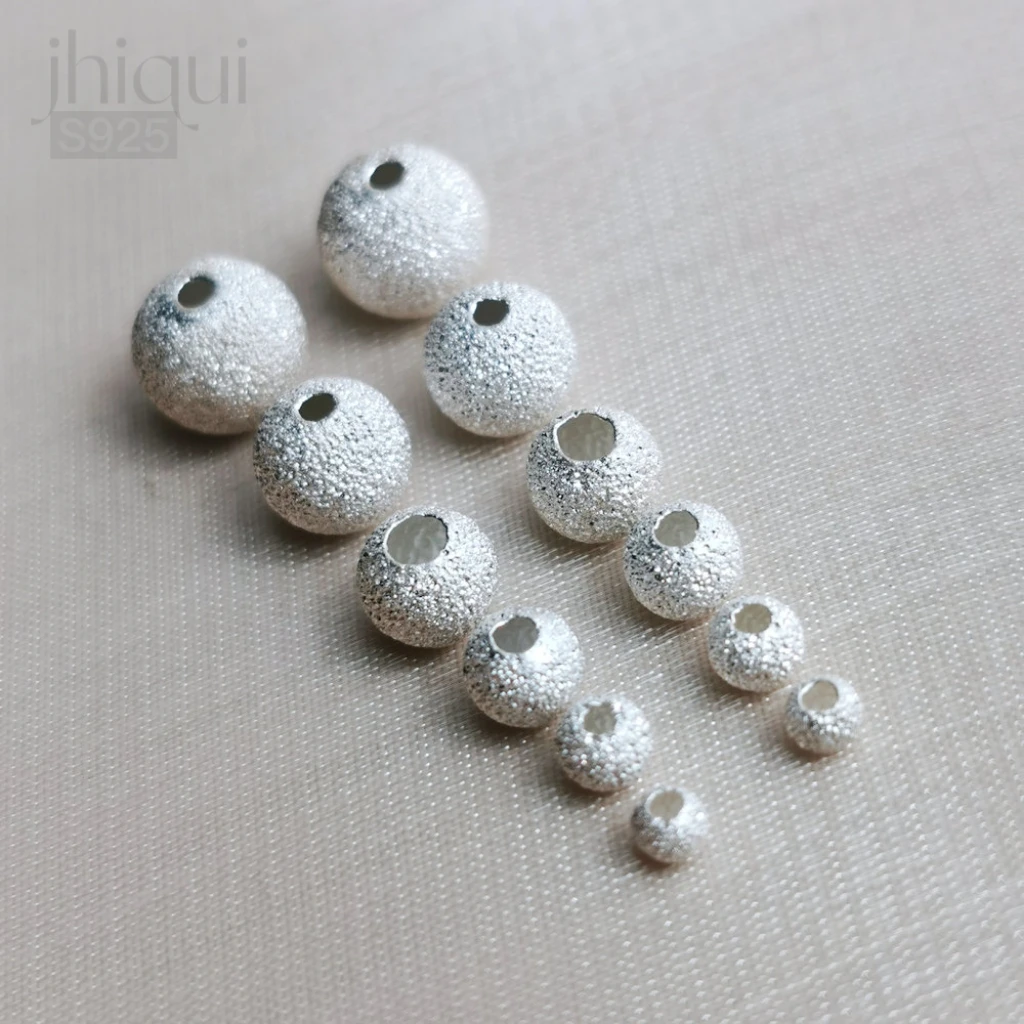 

5pcs 925 Sterling Silver Dull Polish Round Beads for DIY Bracelet Necklace Making Fine Jewelry Finding