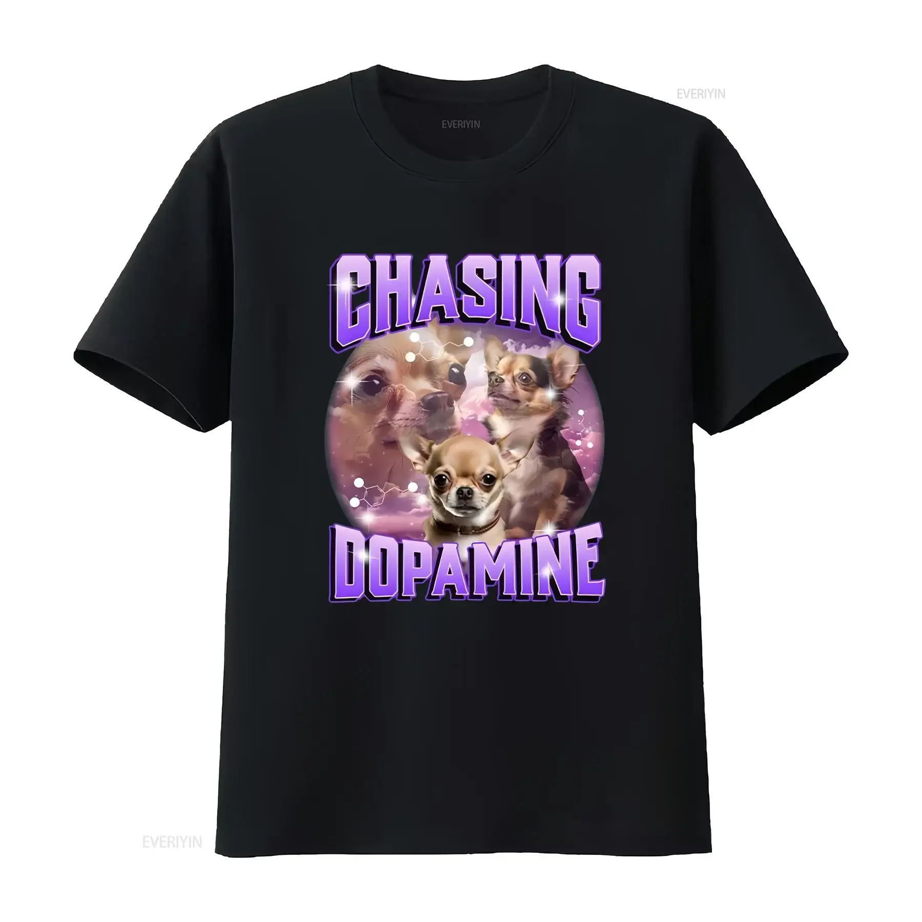 Camiseta Chasing Dopamine divertida, con diseño de deficiencia de dopamina, salud mental, serotonina, diagnóstico tardío, conciencia sobre TDAH, TDAH, autismo, vintage, efecto lavado, para hombre