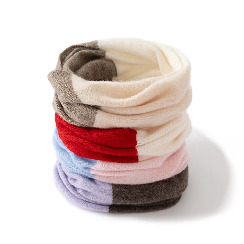 Szal damski 100% kaszmir Trójkolorowy szal Prosty styl Elegancki krótki szal dla kobiet do biura Luksusowy szal na jesień i zimę Kaszmirowy ciepły ocieplacz na szyję