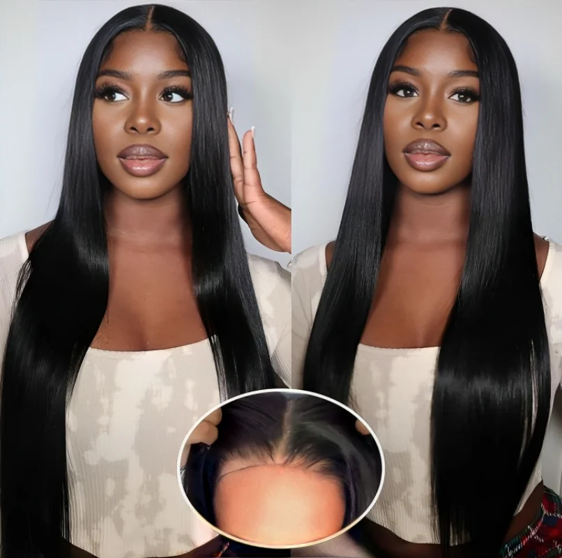 

Ready To Wear Glueless Black Bone Straight 5x5 Lace Front Wigs Pre Plucked Lace Human Hair Pre Cut 4x4 Wigs 100% Brazilian