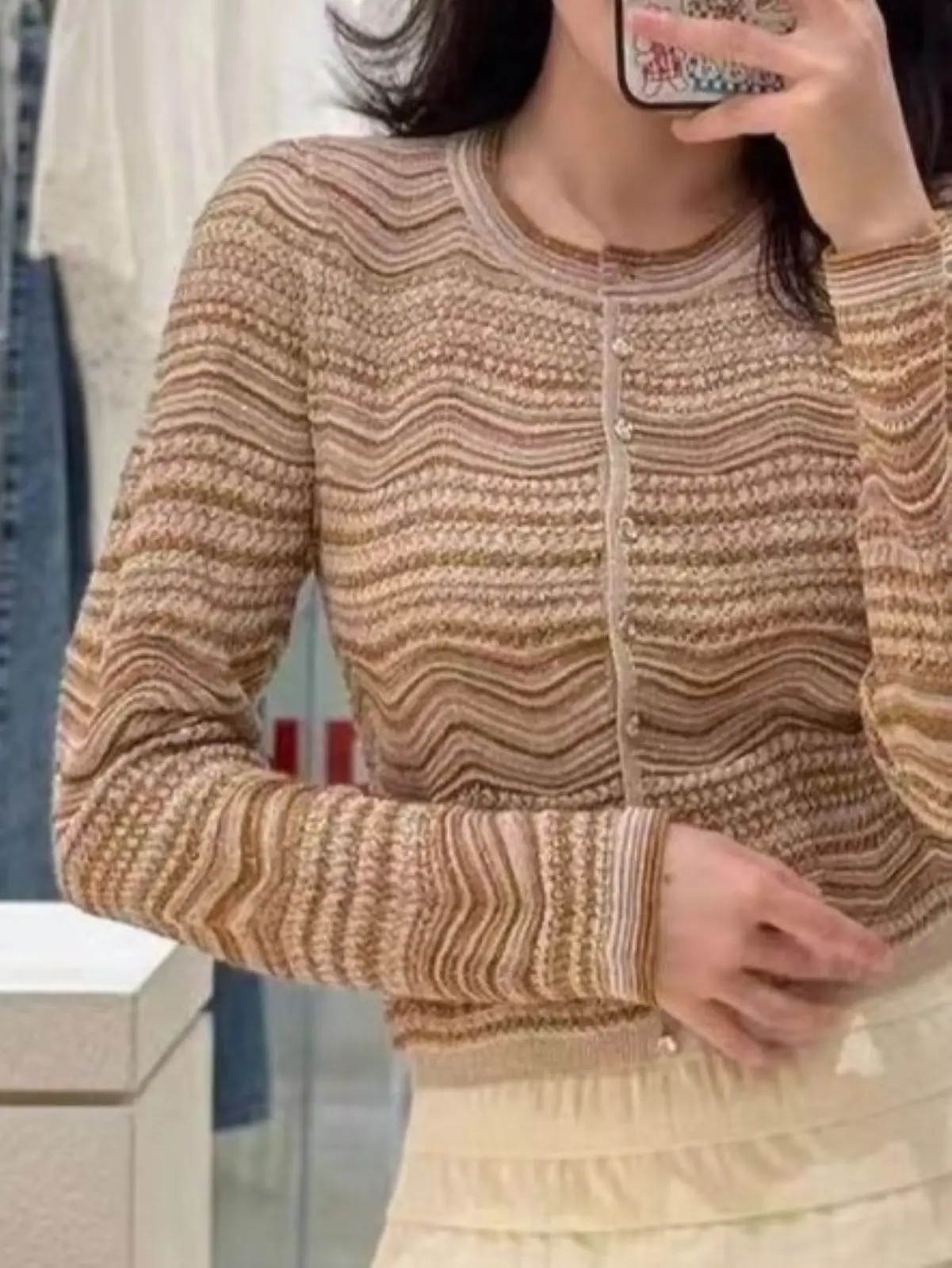 

Spring/Summer Women O-Neck Wavy Stripe Knit Set Sleeveless Knitwear Maxi Dress + Long Sleeve Single Breasted Cardigan