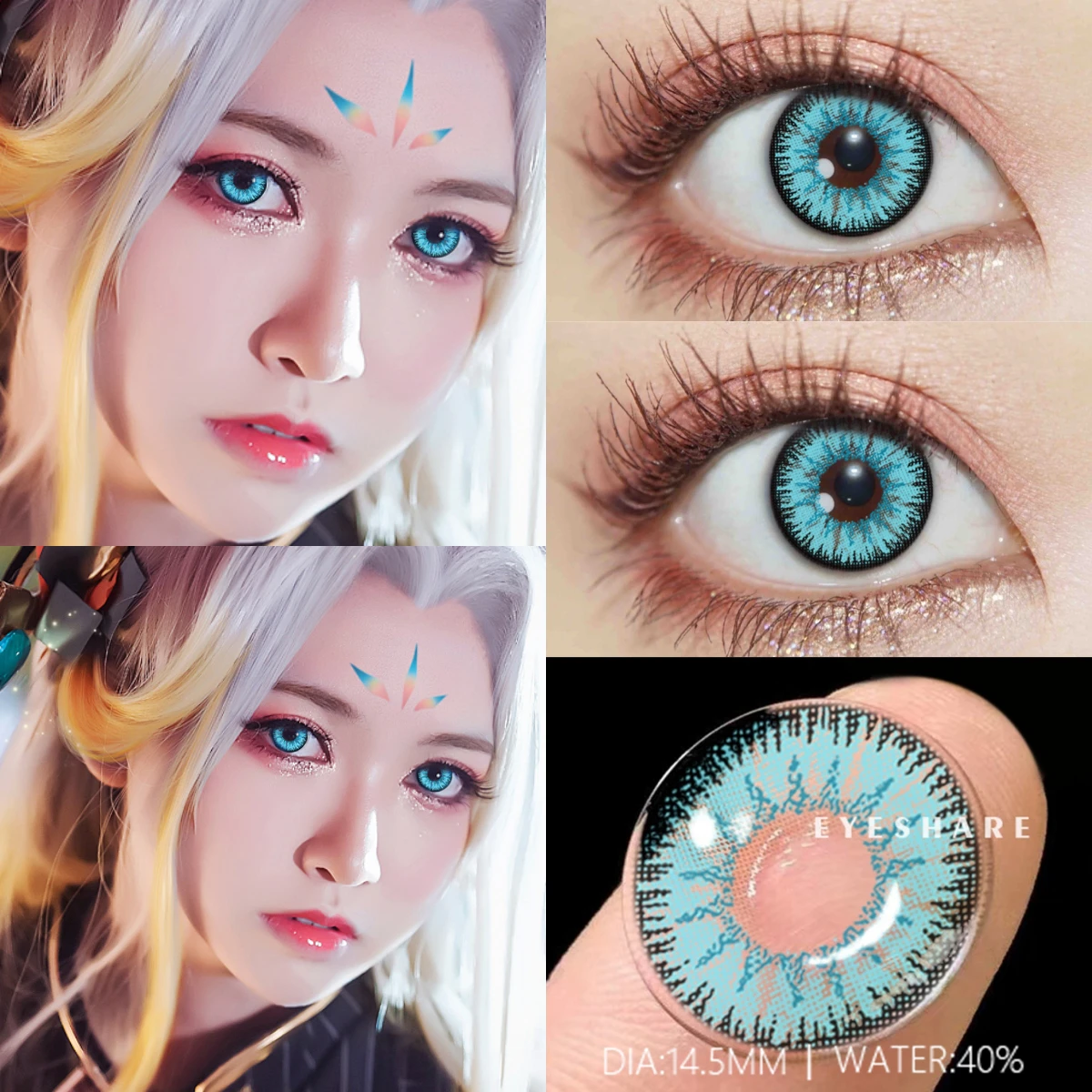 Lentes de contacto de Color EYESHARE para ojos, 1 par, lentes de colores azules y rojas para Cosplay de Anime, contacto anual para ojos de pupila hermosa para Halloween