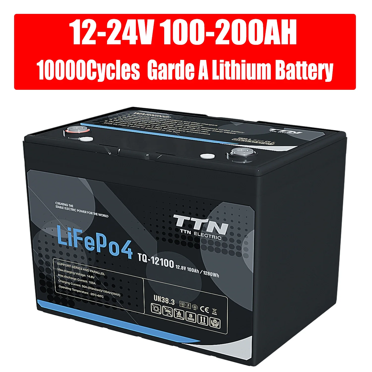 LiFePo4 Ion Battery Lithium Batteries Pack 12V 100Ah 200Ah 250Ah 300Ah Deep Cycle Solar Storage Energy Storage Battery GEL