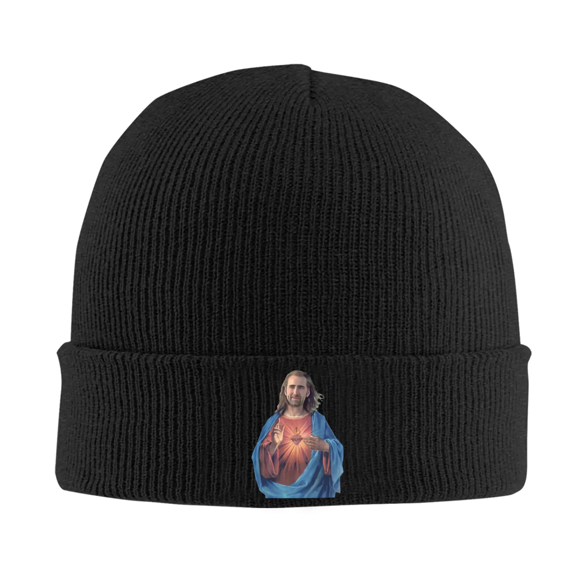 Nicolas Cage is Jesus Knit Hat Beanies Autumn Winter Hat Warm Acrylic  Hip Hop  Caps Men Women Gift,