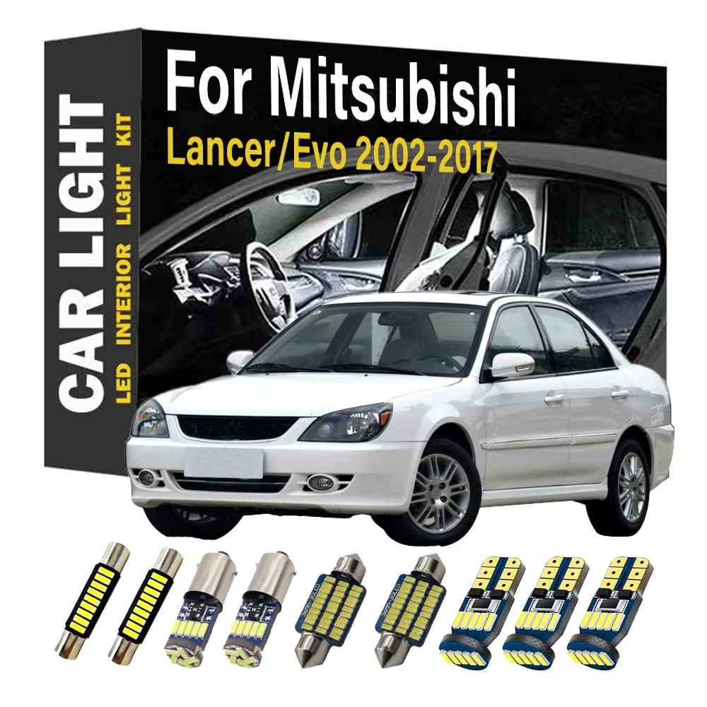 Kit de 7 Luces LED Interiores para Techo y Mapa, para Mitsubishi Lancer Evo Evolution 7 8 9 10 VII VIII IX X 2002-2015 2016 2017, Accesorios
