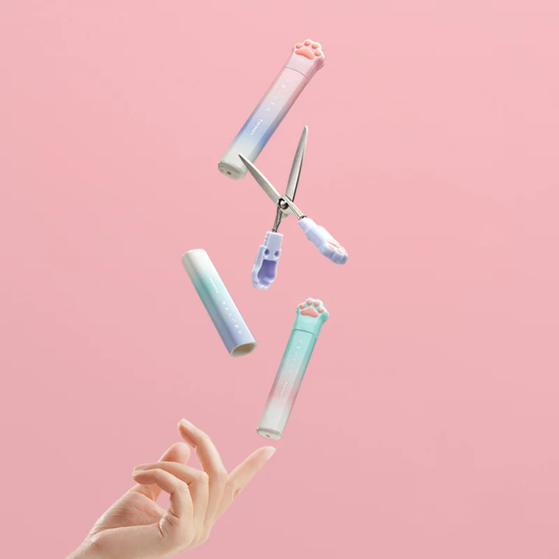 4 Colors Cute Cat Claw Scissors Paper Cutting Tools for Student Convenient Hand Account Making Stationery Scissors Supplies