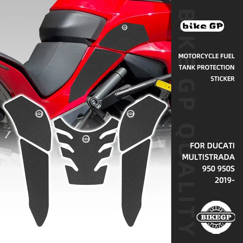 Motorcycle Tank Pad Stickers For DUCATI MULTISTRADA 950 950S 2019-2022 Rubber Scratch Resistant Protector Cover Matte Texture