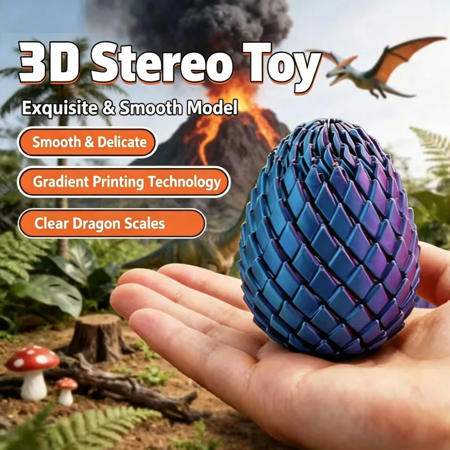 3D Printed Spiral Fidget Dragon Egg Mini Anti Stress Toy Expandable Sensory Stress Relief Decompression Toy Desktop Decoration