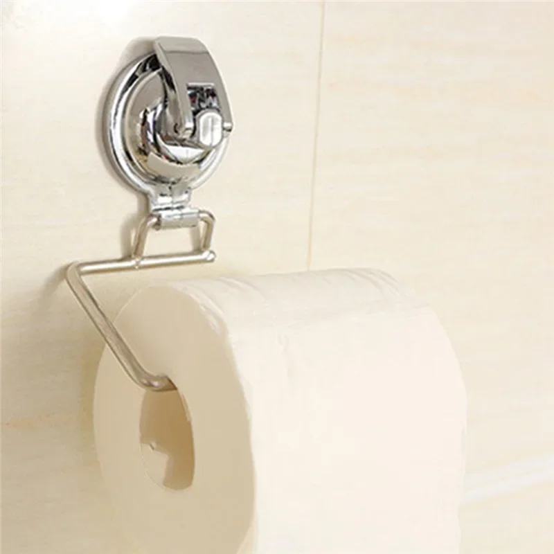 

Vacuum Suction Cup Roll Paper Holder Silver Stainless Steel Tissue Rack Bathroom WC Toilet Wall Mounted Storage Shelf HOT