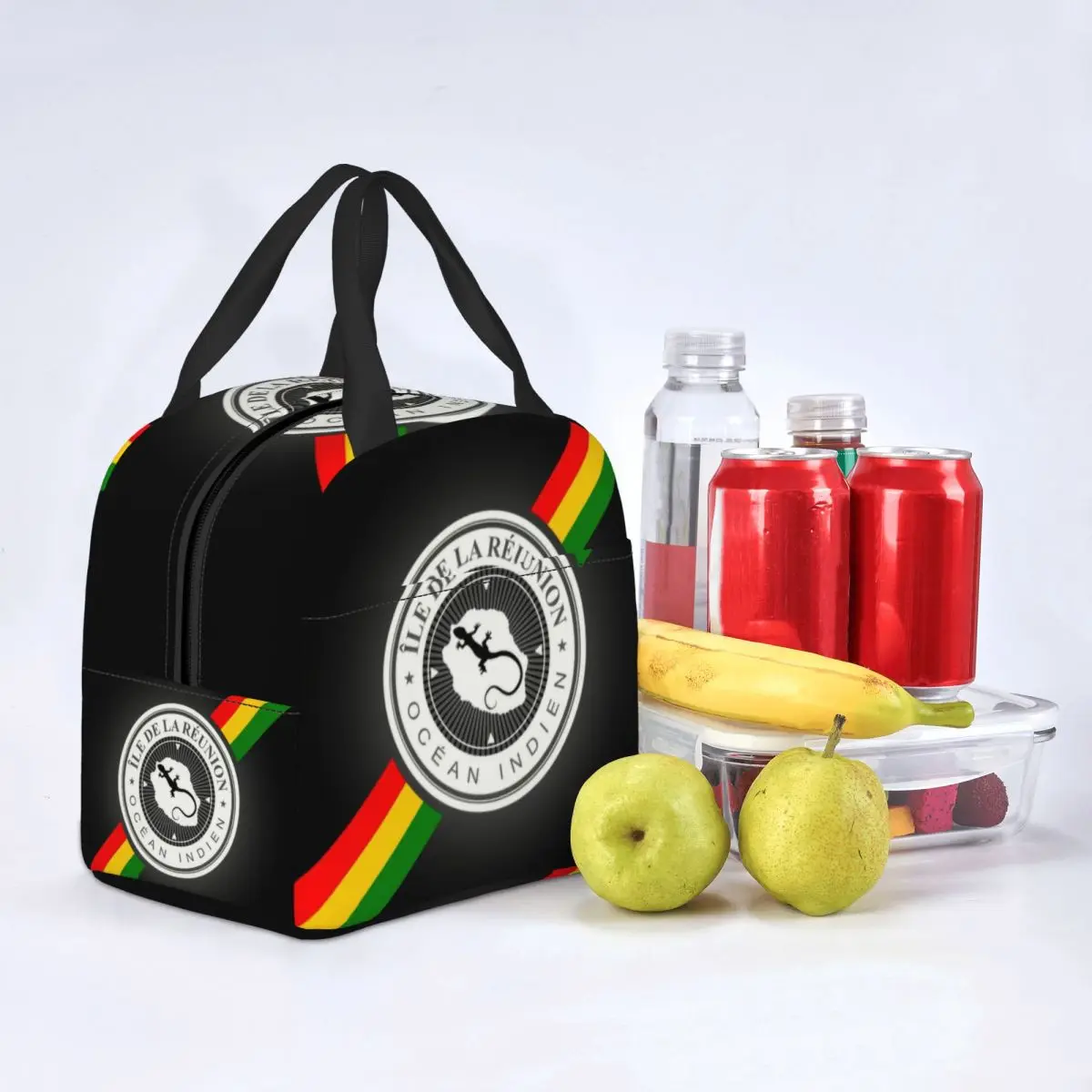 Ile De La Reunion Island Insulated Lunch Bag for Women Margouillat Beach Portable Thermal Cooler Bento Box Kids School Children