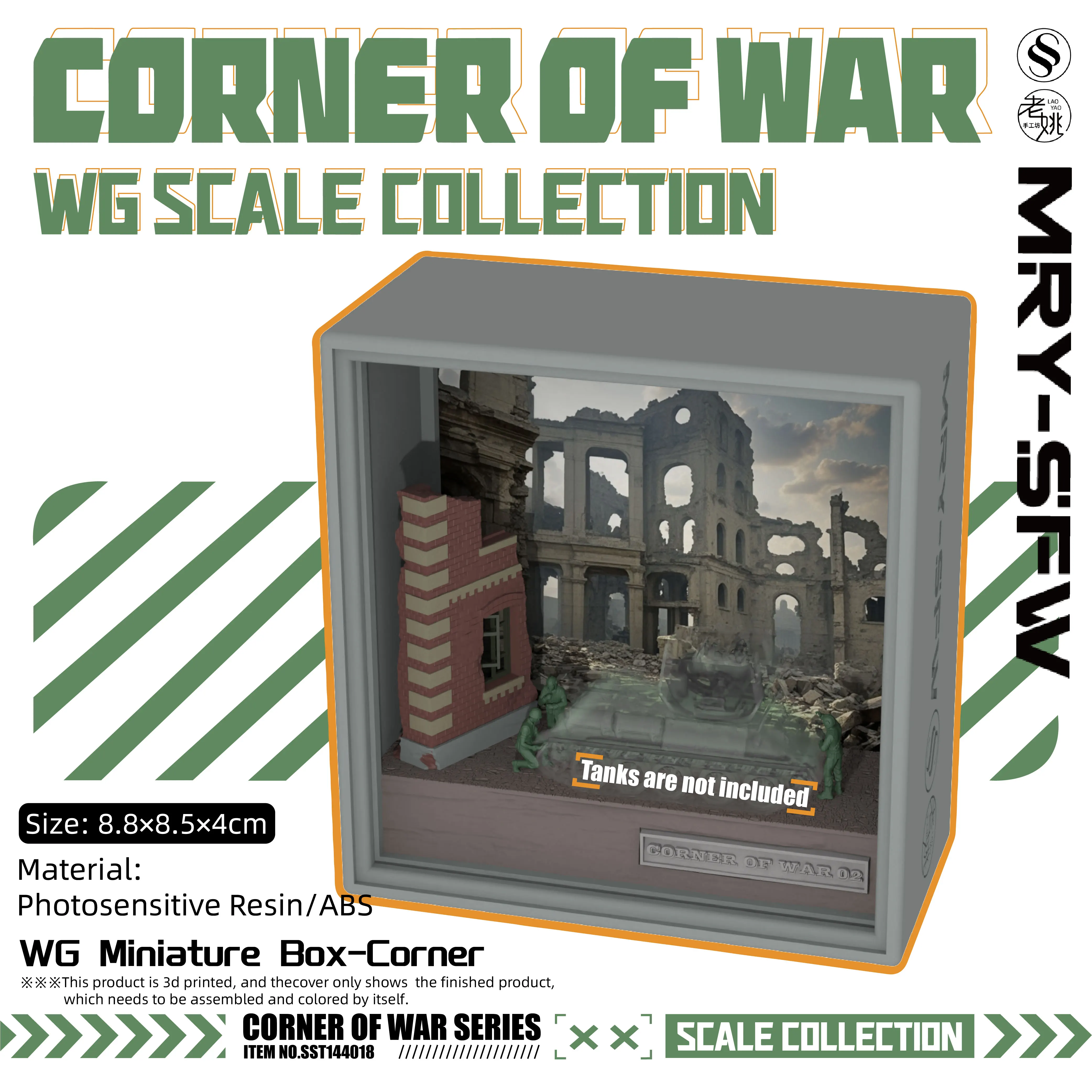 1/144  3D DIY Miniature Tank Display Case Box Corner of War Game Dioramas Puzzle Gifts The Squad in Ruins 02 Maintain