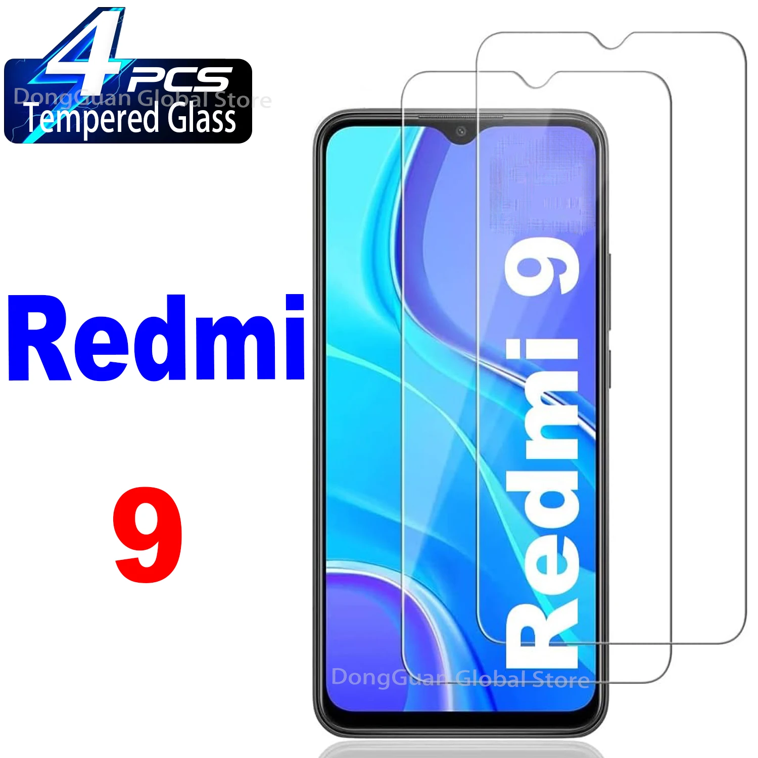 

1/4Pcs Tempered Glass For Xiaomi Redmi 9 Screen Protector Glass Film