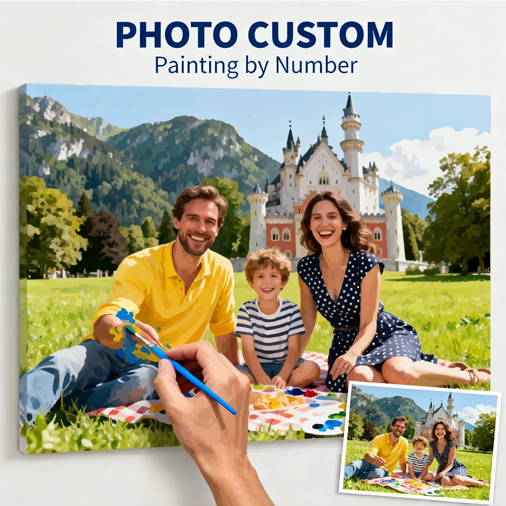 

HUACAN Customized Oil Paint By Numbers On Canvas Personal Pictures Handmade Drawing Colorful Photo Home Decor Art Gift