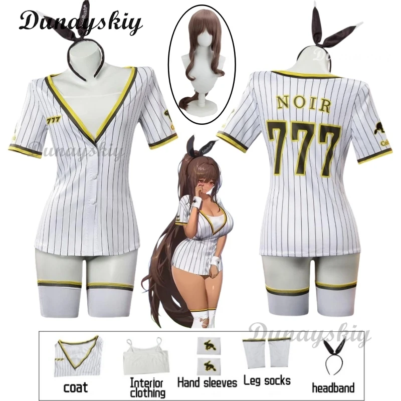 

NIKKE Goddess of Victory Noir Cosplay Black Rabbit Costume Sexy Sport Wig Style Suit Dress Headwear Baseball Uniform