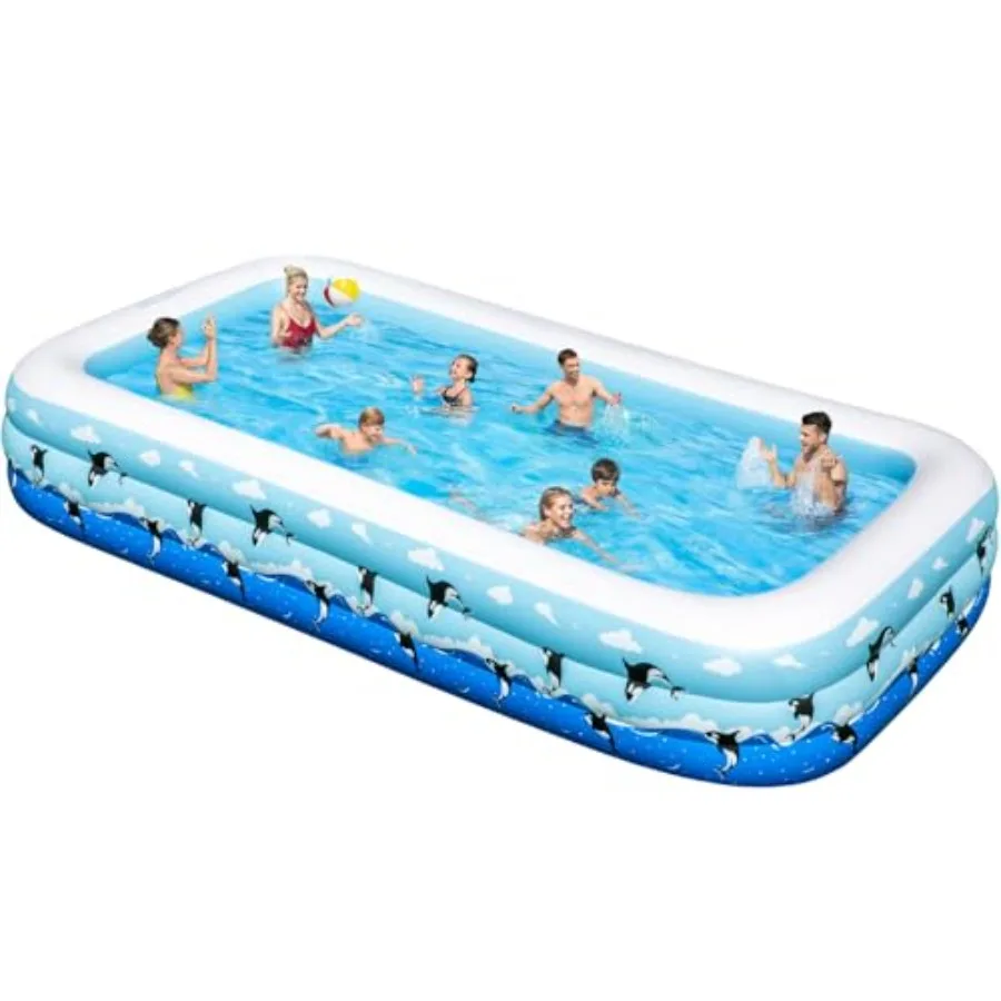 

Inflatable Pool for Backyard Garden Use PVC Material Blue Durable Thickened Design 145 x 74 x 22 Large Swimming Pool for Adults
