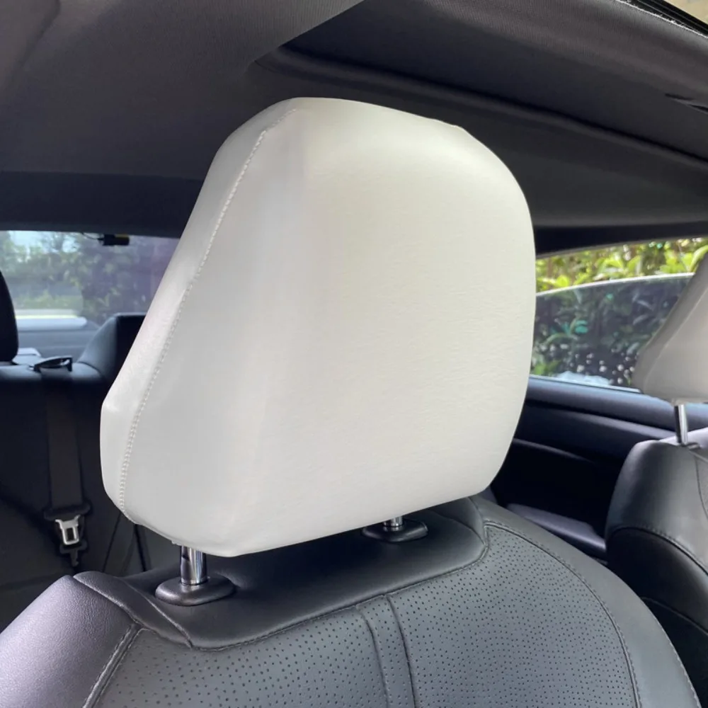 PU Leather Universal Car Headrest Cover Dustproof Waterproof Waterproof Headrest Cover Elastic Universal Fit