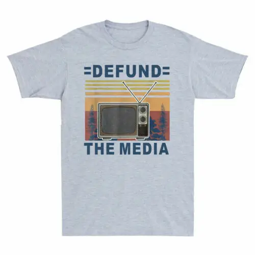 Defund the Media Men's T Shirt Vintage Political Protest Against fake News Tee