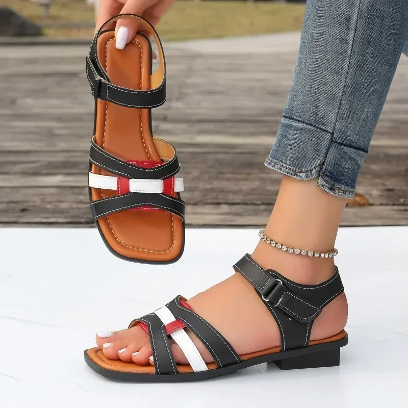 Ladies Shoes 2024 Brand Modern Open Toe Women's Sandals Summer Daily Sandals Women Mixed Colors Square Heel Outdoor Shoes Women