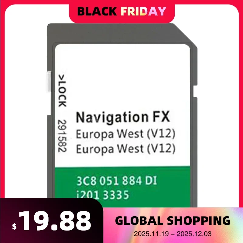 

Jetta Passat 3C8 051 884 DI Sat Nav Navigation Map SD Card for VW FX V12 West
