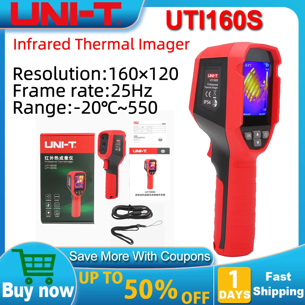 

UNI-T UTi160S Thermal Imager Infrared Resolution 160x120 Thermal Imaging Camera with Laser PC Software IR Thermographic Camera