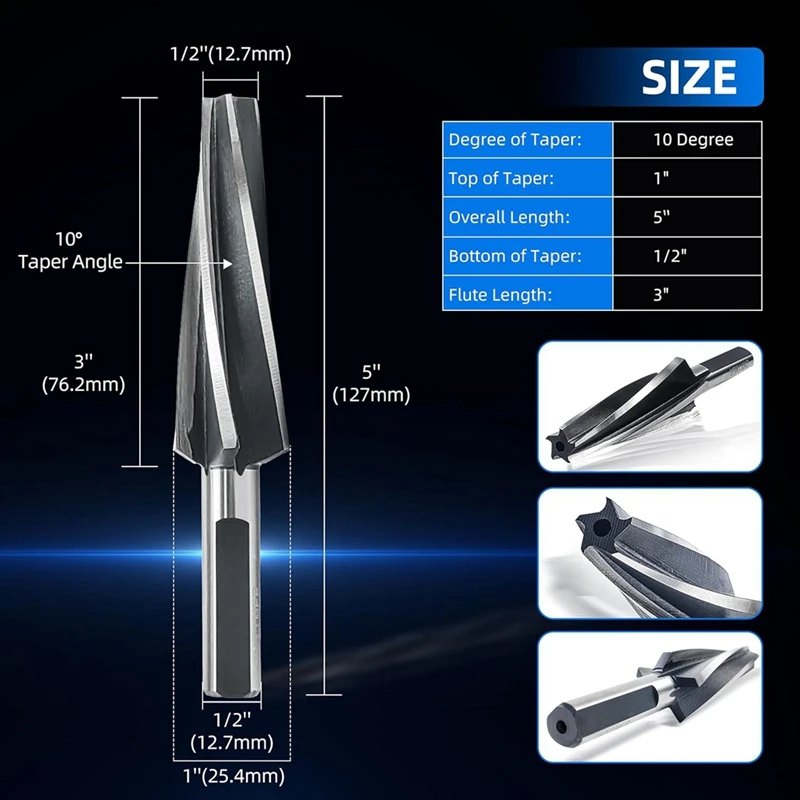 10 Degree Ball Joint Tapered Reamer, Tapered Ball Joint Reamer For 1-1/2 Inch Foot Taper For Fitting Ball Joints Tie Rod Durable