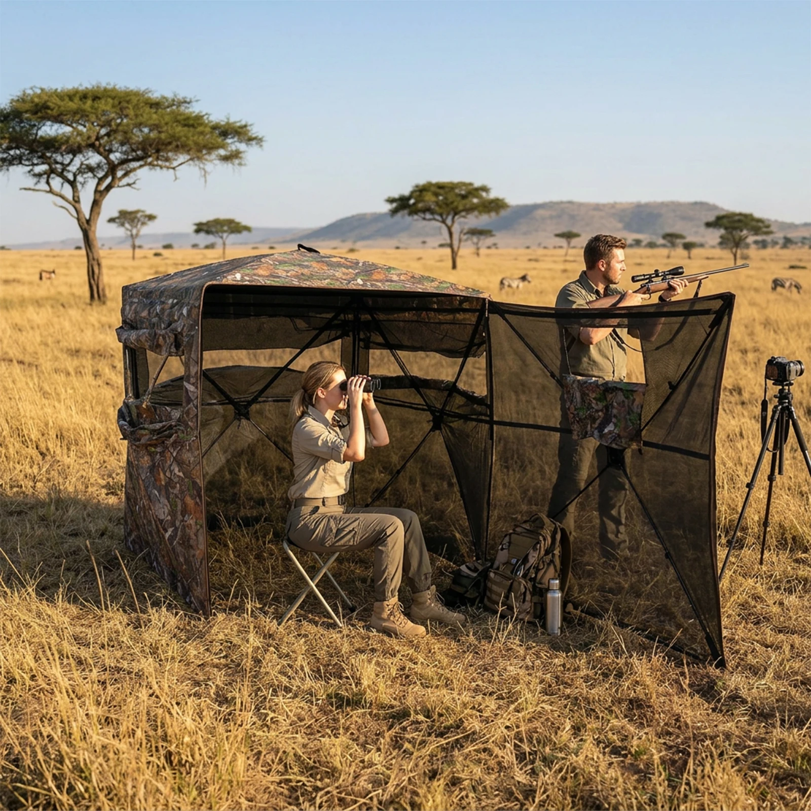 Camouflage Lightweight Durable Pop-Up Hunting Blind Easy Set-Up And Pack Away Ground Shelter for Deer Turkey Duck Hunting