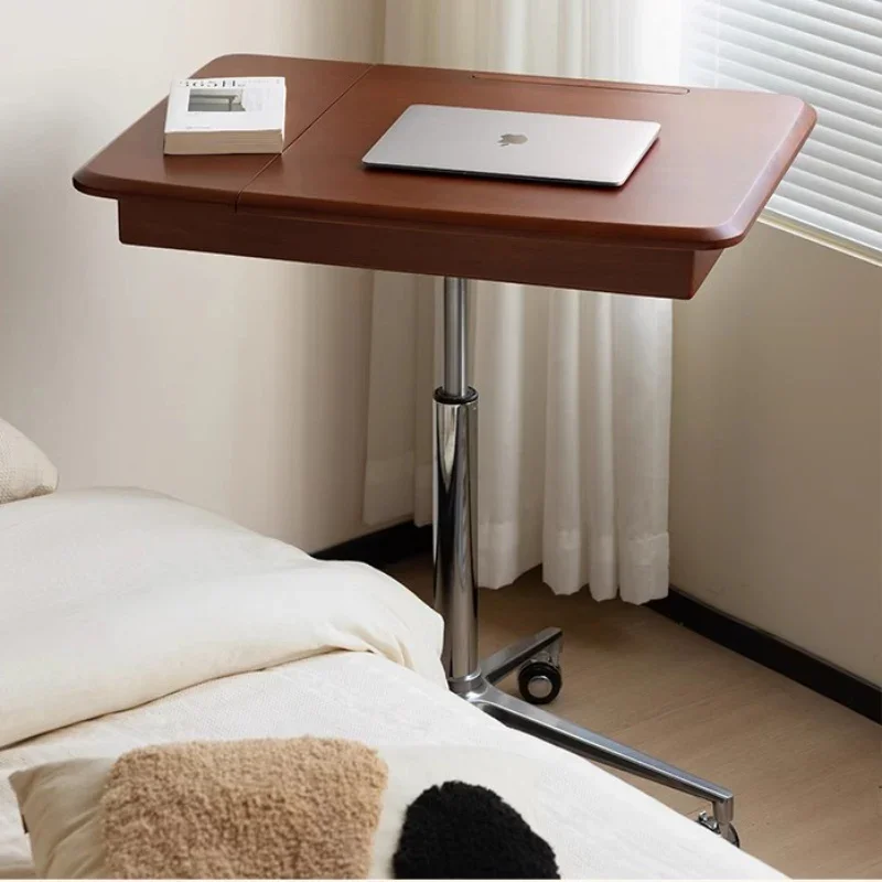 Solid Wood Lifting Desk Small-sized Movable Office Computer Desk Retro Bedside Table Bureau Chambre 높이조절 책상 모션 데스크 컴퓨터 책상 테이블