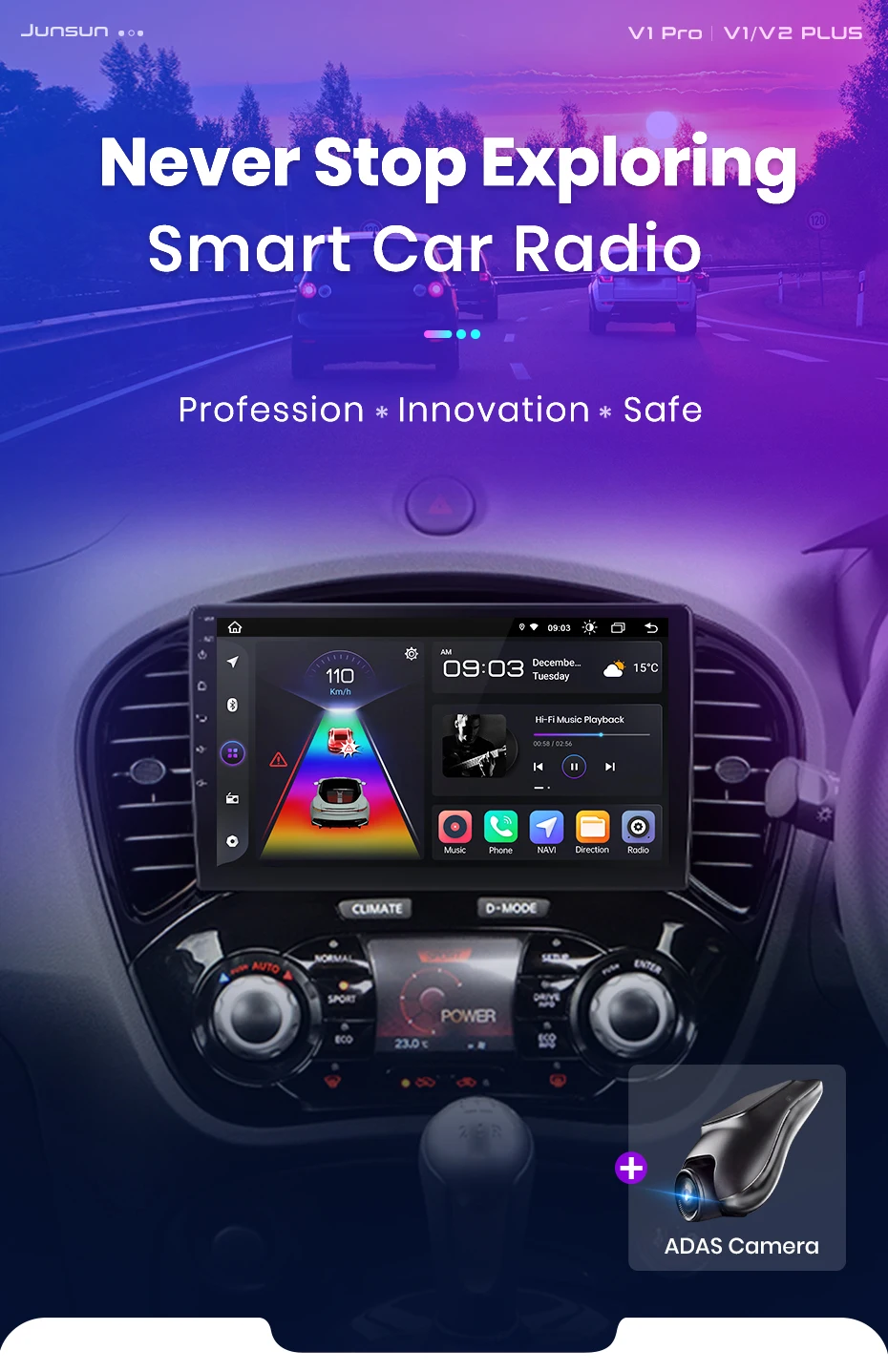 Junsun Kabelloses Carplay Android Auto Autoradio für Nissan Juke Yf15 2010 - 2014 Intelligentes System Stereo Multimedia Autoradio – Detail 2