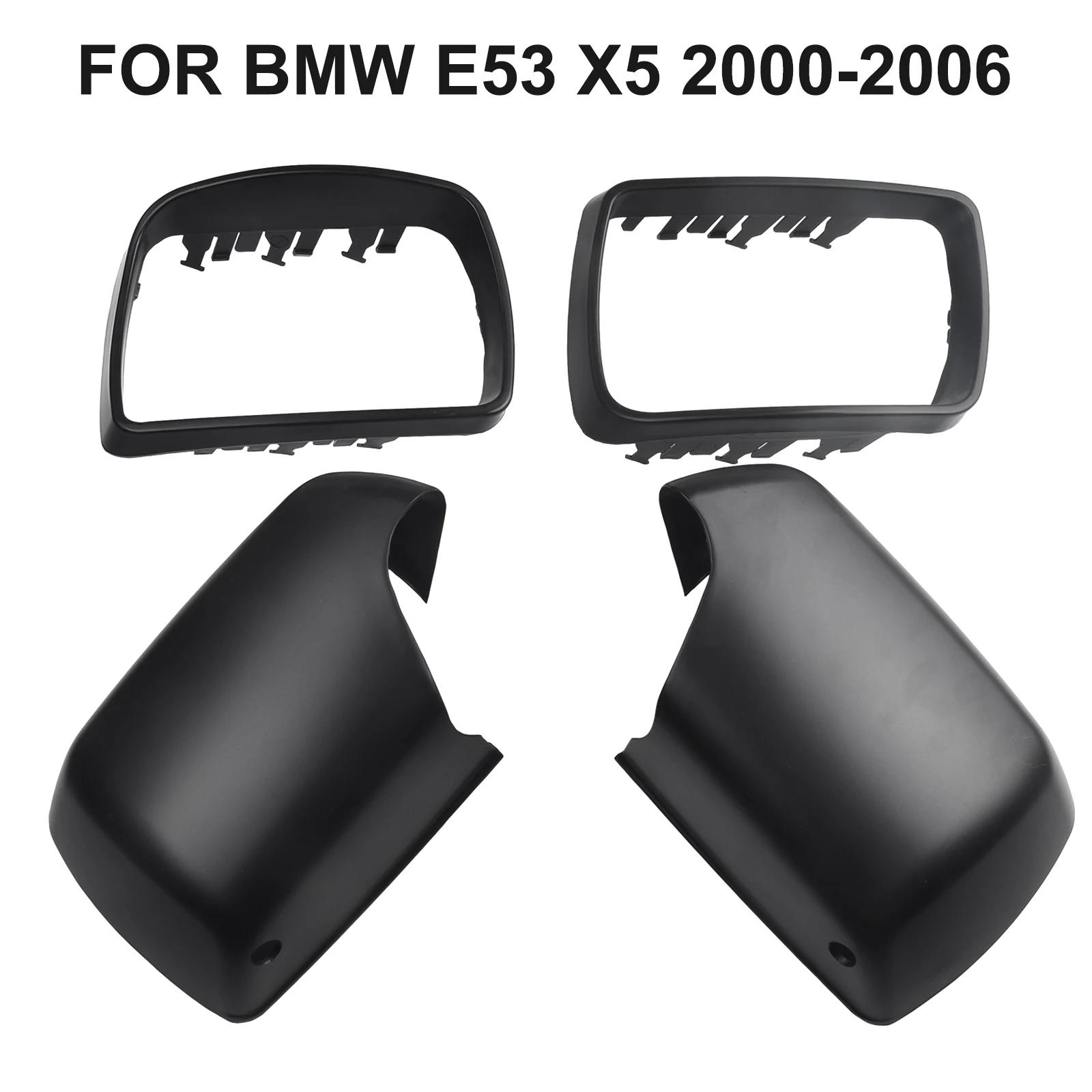 4pc Rear View Mirror Covers Door Mirror Cover Cap Trim Ring For BMW E53 3.0d/3.0i/4.4i/4.6is/4.8is Wing Casing With LED Hole