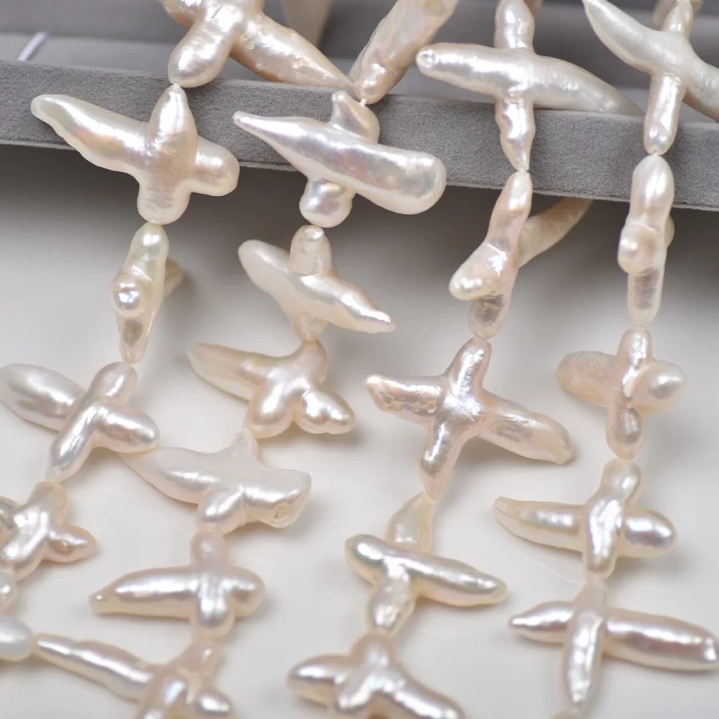 

Natural freshwater pearl side hole large cross baroque shaped irregular glare 25-30mm accessories DIY